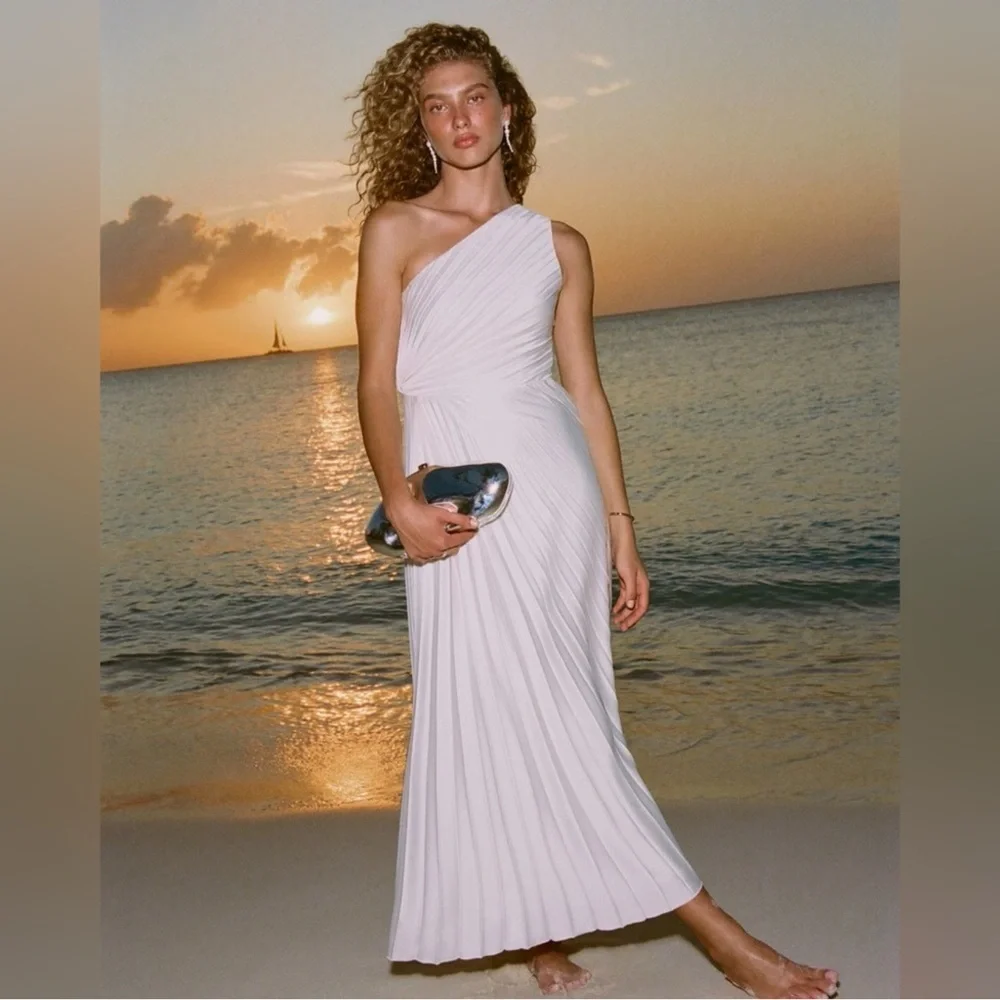 The A&F Giselle Pleated One-Shoulder Maxi Dress M NWT - Picture 4 of 6